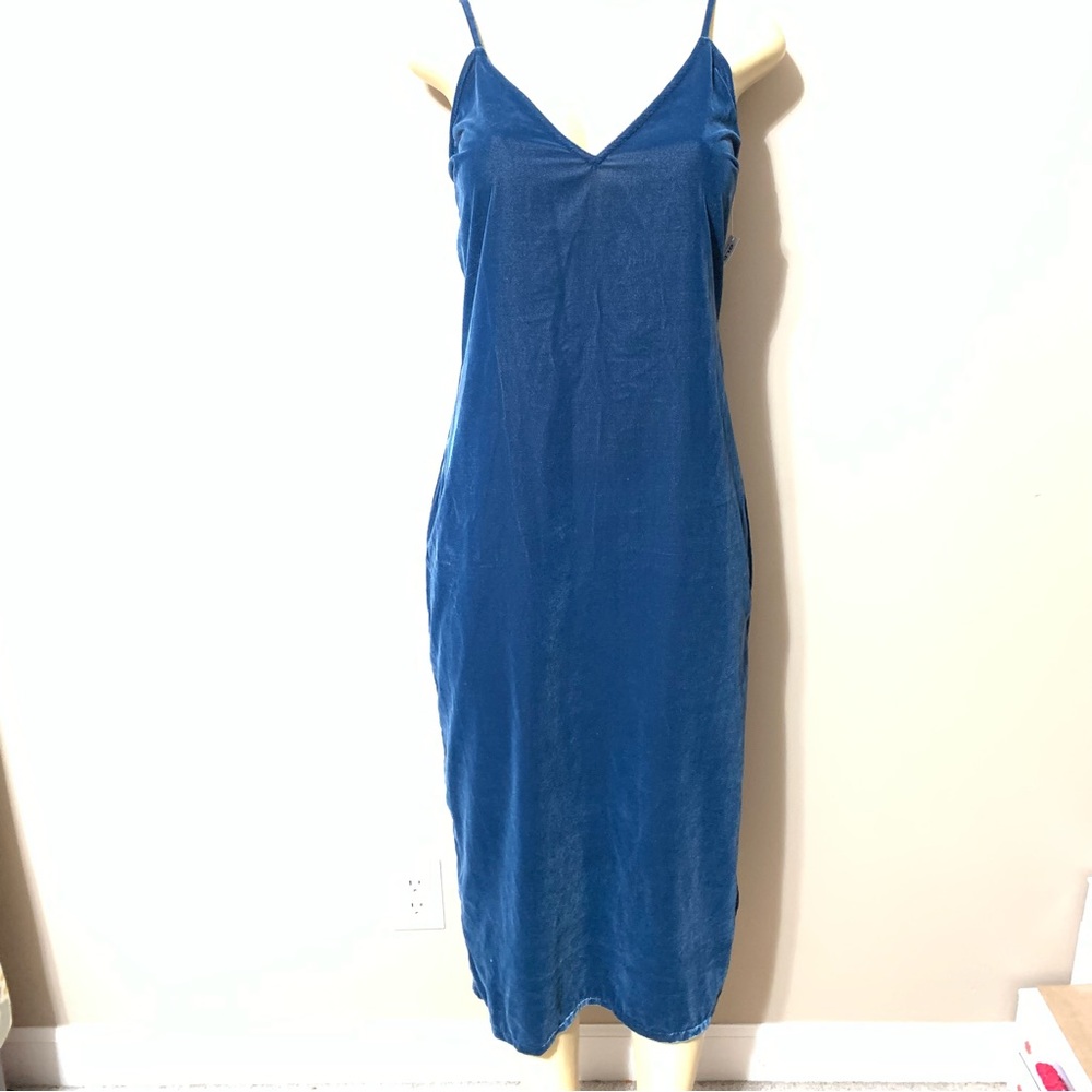 Old Navy NWT Blue Velvet Holiday V-Neck Spaghetti Strap Dress Size XS